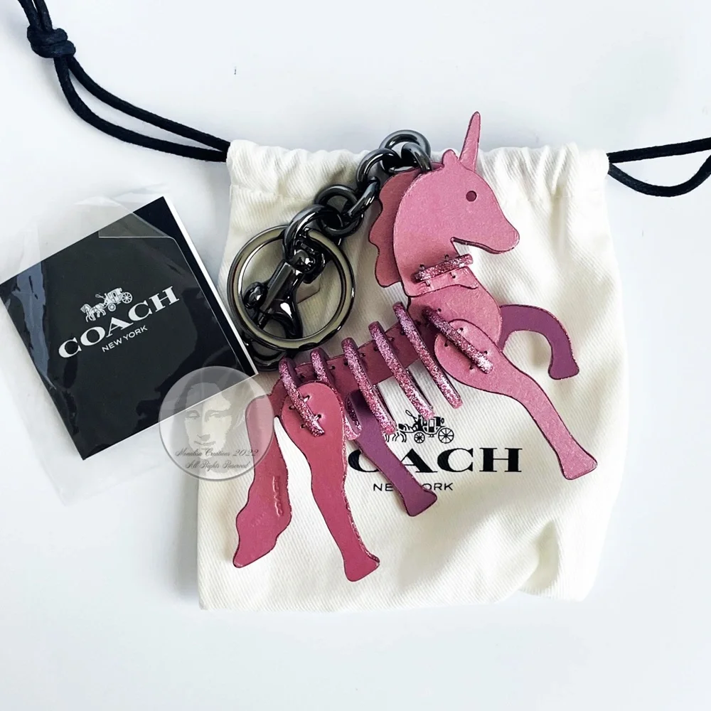 Coach Unicorn Bag Charm Small Pink Sparkles Rare NWOT - Picture 2 of 7